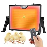 Wärmeplatte Küken, Wärmelampe Hühner mit Thermostat & Timer, 360° Drehbar, 30-75℃ Doppelseitig Hühnerstall Heizplatte, Küken Wärmeplatte mit Fernbedienung & Beleuchtung, für Küken, Enten, Haustiere