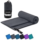 ZENACROSS Mikrofaser Handtuch mit Transportbeutel - Schnelltrocknendes und vielseitiges Fitness Handtuch - Sporthandtuch Größen S - 100 x 50 cm - Dunkelgrau