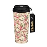 Yuiboo Jasmine Flowers Reisebecher für Kaffee unterwegs, Becher mit Deckel, Edelstahlbecher, isoliert für heiße und kalte Getränke, 500 ml, auslaufsicher