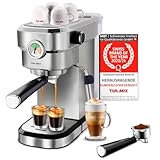 TURMIX Espressomaschine TX 590 - Siebträgermaschine Edelsthal, 20 Bar-Kaffeemaschine mit milchschäumer, 17 cm breit, 1350W 1,1L Wassertank, Beheizte Tassenabstellfläche
