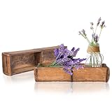 BigDean 2 Stück alte Holzkiste - 58x15x10 cm - Vintage Ziegelform aus recyceltem Holz - Jedes Stück ein Unikat - Doppelkiste Dekokiste Holzdeko Holzbox