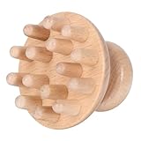 minkissy Massagekamm aus Buchenholz Kopfmassagegerät mit Akupunkturfunktion Natürlicher Holz Kopfhautkamm zur Entspannung und Muskelverspannungslösung