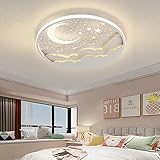 LED Kinder Deckenlampe Stern Mond Deckenleuchte Für Kinder Acryl Lampenschirm Stufenloses Dimmen mit Fernbedienung Ultradünn 6Cm Schlafzimmer Decke Kindergarten Beleuchtung-D40cm,40W,Weiß