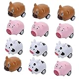 Milisten Kleiner Rückzieh Auto 12 Stück für Kinder Spielzeugautos mit Rückziehfunktion Pädagogisches Autospielzeug für Jungen und Mädchen Tiermodelle