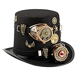 TEMOOUES Punk-Zylinder, Partyzubehör, Metallbrille, Filzkappen, Kostüm-Dekorationen, Halloween, Piraten-Zubehör für Rollenspiele, Gothic, Rollenspiel, Kostüm, Hut