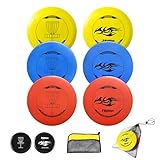 Naissgo 6 Stück Disc Golf Scheiben Set, Professional Disc Golf Set,Putter Midrange Driver Disc Golf Reguläre Größe Discgolf Scheibe für Erwachsene Kinder