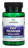 Swanson - Zink Picolinat 22mg für Immunsystem & Antioxidantien-Schutz | Hochabsorbierbare Form für tägliches Wohlbefinden - 60 Kapseln