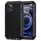 Focusor Hülle für iPhone 12, Hülle für iPhone 12 Pro 360 Grad Outdoor Duty Schutzhülle Ganzkörper Heavy Panzerhülle Tough Stoßfest Metall Armor Eingebautem Displayschutz Staubdicht Case,Schwarz