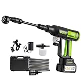 Akku-Hochdruckreiniger, 21 V, 5 m Schlauch, 6-in-1-Düse, tragbare Wasserpistole mit 2 Akkus und Ladegerät für Auto, Terrasse, Boden & Garten Reinigung