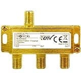 TronicXL 3-Fach SAT Splitter I 24k Gold Antennenverteiler I F-Stecker DC-Durchlass I für Vodafone TV Kabelfernsehen DVB-C BK DVB-T2 Kabel Unicable Verteiler I Full HD tauglich 3D 4K digital Weiche