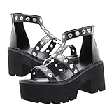 DEARMAMY Damen High Heels Sandalen mit Offener Spitze Rutschfeste Dicke Sohle Modische Römersandalen Stilvolle Sommer Schuhe für Party Hochzeit Alltag