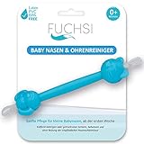 FUCHSI – 2-in-1 Ohrenreiniger und Nasenreiniger für Babys – Spezielle Rundform – Optimal für festeres Nasensekret als Ergänzung zum Nasensauger – Nasenpinzette Ohrenschmalzreiniger Nase Rotz