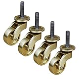 Lenkrollen aus massivem Messing, 32 mm Möbelrollen, universelle, um 360 Grad drehbare Lenkrollen, mit M8-Gewindestange, for Ihren Teppich/Hartholz, 4 Stück