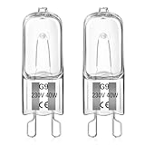 Liuyife G9 40W Halogen Backofenlampe, Warmweiß Dimmbar 230V 2700K 520LM, Hitzebeständig 300°C Geeignet für Backofenlampen, Mikrowellenherde, Tischlampen, 2 Stück