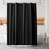 URAQT Duschvorhang, Anti-schimmel Wasserdicht Schnelltrocknend Duschvorhänge, Waschbar PEVA Shower Curtains 180x180 cm mit 12 Duschvorhangringen, Badewanne Shower Curtain (Schwarz)