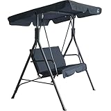 BIXENTE 2-Sitzer Garten Hollywoodschaukel - Ergonomisches Design, stabile Metallkonstruktion, verstellbares Dach, praktischer Sonnenschutz (Anthrazit)