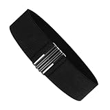 WJIAAA Breite elastische Taille Gürtel für Frauen,Damen Vintage Stretch Elastischer Taillengürte für Kleider mit Schloss Schnalle(Schwarz)