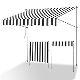 ISOISL Klemmmarkise 150 cm breit, Balkonmarkise mit Handkurbel, UV-beständig, Höhenverstellbar, Sonnenschutz und Wasserdicht Markise Balkon ohne Bohren für Balkon Terrasse Garten(Weiß Grau)