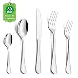 TAN.TOMI Besteck Set,30-teilig Bestecks für 6 Personen,besteck set 6 personen,Besteckset inkl. Messer, Gabel,Löffel,Besteck Edelstahl (Mirror Silber).