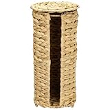 HMF Toilettenpapier Aufbewahrung geflochten aus nachhaltiger Wasserhyazinthe, Klopapierhalter stehend | 3 WC Rollen | 37 x 17 cm