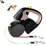 GOMETY Doppelte Einziehbare Hundeleine mit LED Licht, Flexileine 3m Doppelleine für 2 Hunde Ausziehbare Hundeleine LED-Lampe Robuste Haustierleine 360-Grad-Drehgelenk Rollleine für Hunde bis zu 30kg
