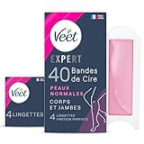 Veet Expert – 40 Kaltwachsstreifen für Körper & Beine – normale Haut – perfektes Finish – langanhaltende Haarentfernung