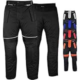 Motorradhose Herren mit 2CE Protektoren - Winddicht Biker Quad textil Hosen - Wash- & Abnehmbar Thermo-Futter, Kombi-Reißverschluss, Elastischer Bund - aus 4 Schichten & 2 Zipper Taschen Schwarz - 60
