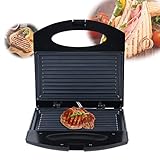 Kontaktgrill Toaster 750W Elektrogrill Tischgrill, Multifunktional Sandwichtoaster Kleine Doppelseitige Steakmaschine, erweiterbar Antihaftbeschichtung Plattengriller Toaster (22x20x6.5cm)