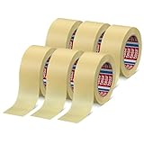 tesakrepp 4323 Basic im 6er Pack - Elastisches Allzweck-Malerband für alle gängigen Malerarbeiten - hellbeige - 6 Rollen je 50 m x 50 mm