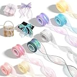 8 Rollen Organzaband 40 mm x 9 m, Geschenkband Transparente Schleifenband Schimmernde Geschenkband Breit Satinband für Hochzeit Basteln Blumenstrauß Seinladungen Basteln