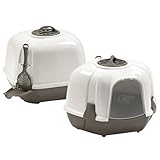 2er Sparpack Katzentoilette Eck-Toilette Corner für die Ecke Weiss-braun 59,5 x 52 x 44,5 cm