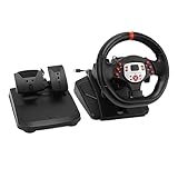 Naroote Racing Wheel, Lenkrad Gaming Racing Simulator 5 in 1 Driving Force Racing Wheel Vibration PC Lenkrad mit Pedal 180 Grad Paddle Shifter für PC