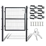 ISOISL Gartentor Anthrazit, 100x100cm Gartentür aus verzinktem Stahl, Zauntür Hoftür inkl.Schloss Türklinke und 3 Schlüsseln, Zauntor Zaun Robust und Langlebig, Wetterfest