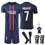 Czzovos Fußballtrikot für Kinder 25/26 – Nr.7 Fußballtrikot Set mit T-Shirt, Shorts, Socken & Knieschützern, Trikot für Jungen und Mädchen(Größe 28)