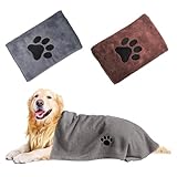 2 Stück Hundehandtuch, Hundehandtuch Extra Saugfähig für Hunde und Katzen, Hundezubehör, Schnelltrocknend Haustier Mikrofaser Handtücher, 75x35Cm Hunde Handtuch für Katzen, Hunde Oder Andere Haustiere