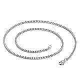 KnBoB Kette Schmuck Silber 71 CM, Box Kette 3MM Edelstahl Herren Halskette Modeschmuck