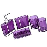 5-teiliges Badezimmer-Organizer-Set aus Acryl, inkl. Seifenspender, Zahnbürstenhalter, Becher, Becher, Luxus, Vanitys Zubehör, mehrfarbig, Acryl, Badezimmer-Organizer