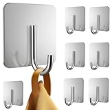 MGCKGBN Handtuchhalter ohne Bohren, 8er Set, Silber - Wasserfeste Badezimmer Handtuchhalter, Edelstahl Haken, Funktionale Klebehaken, Wandhaken Selbstklebend, Handtuchhaken mit Hoher Tragkraft