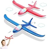 Sunshine smile 2 Stück Manuelles Werfen Flugzeug Spielzeug, Leuchtende Segelflugzeug, Segelflugzeug Flugzeug Spielzeug LED, Modell Schaum Flugzeug für Kinder