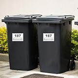 MyPrezzie Premium Personalisierte Mülltonnenorganizer: Aufkleber-Set mit Hausnummer und Straßenname für deine Wheelie Bin