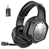 EKSA Wireless Gaming Headset für PS4 PS5 PC, 7.1 Surround Sound Headset mit Mikrofon ENC & RGB Licht, 2.4G USB Gaming Kopfhörer Kabellos, 36 Stunden Akkulaufzeit 3,5mm Eingang