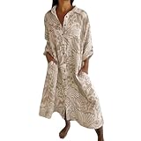 Generisch Hemdkleid Damen Sommer Geraffte Kleider Damen Sommer Hippie Kleid Tunikakleid Strickkleider Karneval Kostüm Große Größen