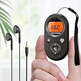 UMUTOO Tragbares AM/FM Radio, Wiederaufladbares Transistorradio, Mini Weltempfänger Radio mit Lanyard, Schlaf Timer, Kopfhörer für Reisen, Camping.