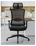 Eucladoceros Bürostuhl Ergonomisch Schreibtischstuhl, Drehstuhl mit Schaumstoff-Lendenkissen, Bürostühle mit Verstellbaren 2D Kopfstützen und Armlehnen, Chefsessel Bis 150KG/330LB (Schwarz)