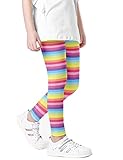 Kiench Mädchen Leggings Lang Stretch-Hosen Muster Regenbogen EU Größe 122-128/6-7 Jahre Etikett 130