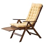 TMKDNNKG Bambus-Liegestuhl, verstellbare Sonnenliege, Faltbarer Liegestuhl mit einziehbarer Fußstütze, Outdoor-Relaxsessel für Garten/Terrasse/Balkon (Farbe: Gelb)