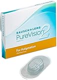 Bausch + Lomb PureVision2 for Astigmatism Monatslinsen, torische Kontaktlinsen, weich, 3 Stück BC 8.9 mm / DIA 14.5 / CYL -2.25 / Achse 100 / -6 Dioptrien