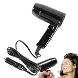 Auto-Haartrockner für die Haare: Tragbarer 12 V Haartrockner mit einstellbaren Temperatureinstellungen, kompaktes und leichtes Design, schnell trocknender Luftstrom, Dual-Spannungsfunktion mit Griff