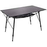 Portal Campingtisch faltbar Höhenverstellbar Klapptisch Aluminium 120 x 70cm leicht Camping klappbarer Falttisch