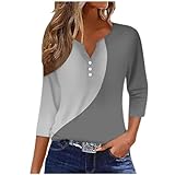 Wdgfv Blusenshirt Damen T-Shirt Damen V-Ausschnitt Knopfleiste Bluse Solide Tunika Langarm/Kurzarm Tops Sommerkleid Damen Kurz Blusen Damen Uni Bluse Spitze Damen Blusen Damen Langarm Elegant